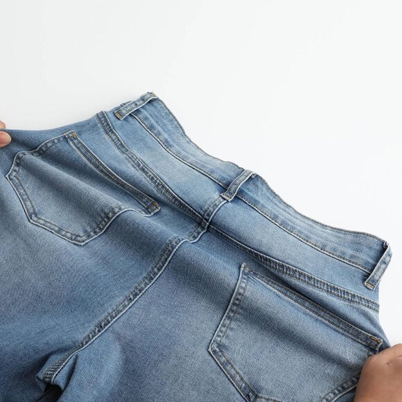 Women's Stretch Denim High Waisted Wide Leg Distressed Jeans Size 14 - Picture 6 of 9